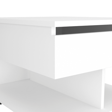 Mesa Auxiliar Transformable Luanda Blanco 55x39.1cm Rectangular Con Ruedas Y Cuatro Compartimientos - MESAS AUXILIARES | Bylmo