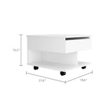 Mesa Auxiliar Transformable Luanda Blanco 55x39.1cm Rectangular Con Ruedas Y Cuatro Compartimientos - MESAS AUXILIARES | Bylmo