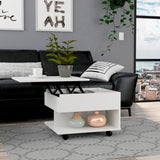 Mesa Auxiliar Transformable Luanda Blanco 55x39.1cm Rectangular Con Ruedas Y Cuatro Compartimientos - MESAS AUXILIARES | Bylmo