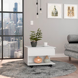 Mesa Auxiliar Transformable Luanda Blanco 55x39.1cm Rectangular Con Ruedas Y Cuatro Compartimientos - MESAS AUXILIARES | Bylmo