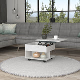 Mesa Auxiliar Transformable Luanda Blanco 55x39.1cm Rectangular Con Ruedas Y Cuatro Compartimientos - MESAS AUXILIARES | Bylmo