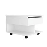 Mesa Auxiliar Transformable Luanda Blanco 55x39.1cm Rectangular Con Ruedas Y Cuatro Compartimientos - MESAS AUXILIARES | Bylmo