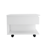 Mesa Auxiliar Transformable Luanda Blanco 55x39.1cm Rectangular Con Ruedas Y Cuatro Compartimientos - MESAS AUXILIARES | Bylmo