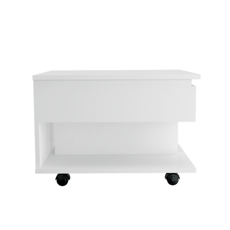 Mesa Auxiliar Transformable Luanda Blanco 55x39.1cm Rectangular Con Ruedas Y Cuatro Compartimientos - MESAS AUXILIARES | Bylmo