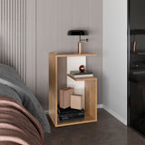 Mesa Auxiliar Everett Macadamia Y Blanco 39.8x63.4cm Rectangular Con Tres Compartimientos - MESAS AUXILIARES | Bylmo