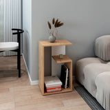 Mesa Auxiliar Everett Macadamia Y Blanco 39.8x63.4cm Rectangular Con Tres Compartimientos - MESAS AUXILIARES | Bylmo