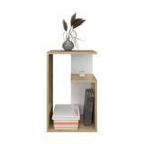 Mesa Auxiliar Everett Macadamia Y Blanco 39.8x63.4cm Rectangular Con Tres Compartimientos - MESAS AUXILIARES | Bylmo