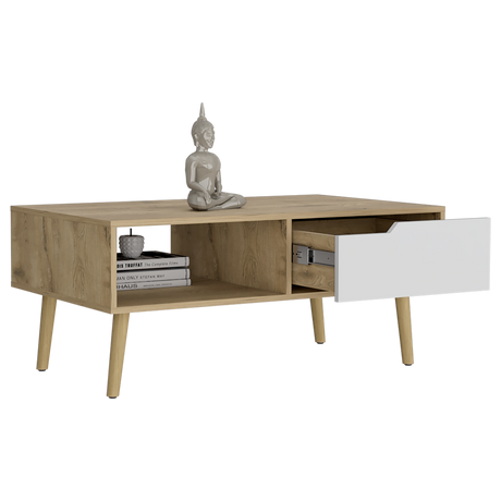 Mesa De Centro Oslo Macadamia 100.6x42cm Rectangular Con Patas - MESAS DE CENTRO | Bylmo