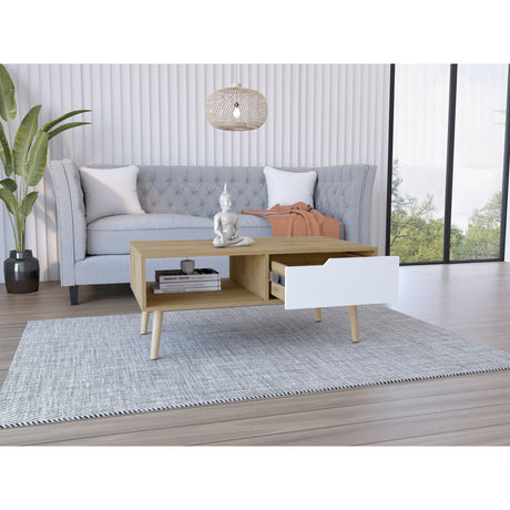 Mesa De Centro Oslo Macadamia 100.6x42cm Rectangular Con Patas - MESAS DE CENTRO | Bylmo
