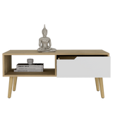 Mesa De Centro Oslo Macadamia 100.6x42cm Rectangular Con Patas - MESAS DE CENTRO | Bylmo