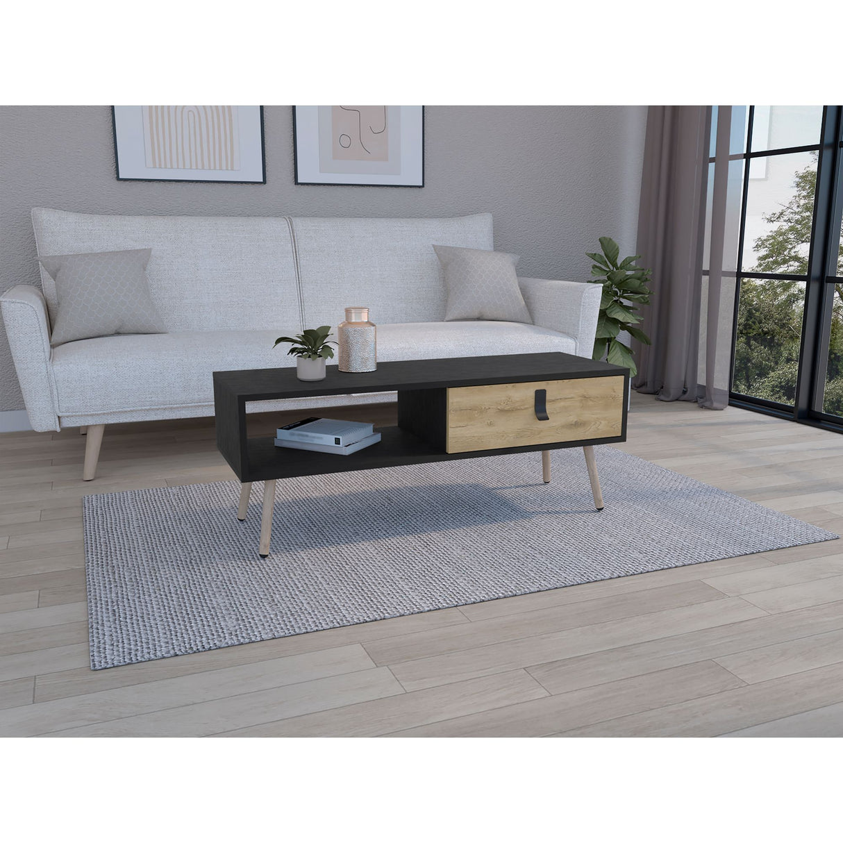 Mesa De Centro Huna Wengue 104x40.4cm Rectangular Con Patas - MESAS DE CENTRO | Bylmo