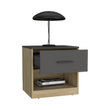 Mesa De Noche Alder Fresno Europeo 50x40.3cm Con Un Cajón Y Dos Compartimientos - MESAS DE NOCHE | Bylmo