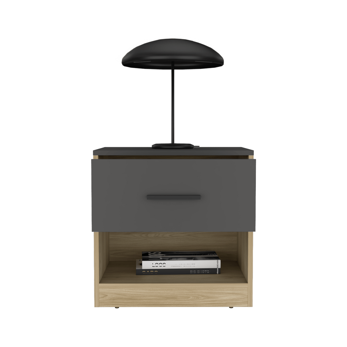 Mesa De Noche Alder Fresno Europeo 50x40.3cm Con Un Cajón Y Dos Compartimientos - MESAS DE NOCHE | Bylmo