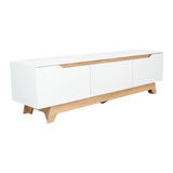 Centro de Entretenimiento Woodall Blanco 180.6x53cm para TV Hasta 80" Pulgadas con Cuatro Compartimientos - MUEBLES DE TV | Bylmo