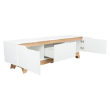 Centro de Entretenimiento Woodall Blanco 180.6x53cm para TV Hasta 80" Pulgadas con Cuatro Compartimientos - MUEBLES DE TV | Bylmo