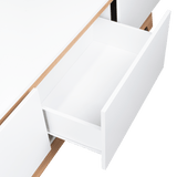 Centro de Entretenimiento Woodall Blanco 180.6x53cm para TV Hasta 80" Pulgadas con Cuatro Compartimientos - MUEBLES DE TV | Bylmo