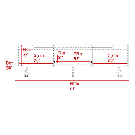 Centro de Entretenimiento Woodall Blanco 180.6x53cm para TV Hasta 80" Pulgadas con Cuatro Compartimientos - MUEBLES DE TV | Bylmo