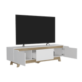 Centro de Entretenimiento Woodall Blanco 180.6x53cm para TV Hasta 80" Pulgadas con Cuatro Compartimientos - MUEBLES DE TV | Bylmo