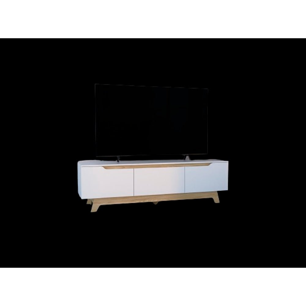 Centro de Entretenimiento Woodall Blanco 180.6x53cm para TV Hasta 80" Pulgadas con Cuatro Compartimientos - MUEBLES DE TV | Bylmo