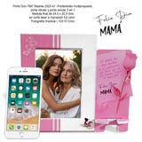 Cuadro Portarretrato Rosado y Blanco 24.5x20.5cm Rectangular De Mesa para Una Foto con Portacelular - PORTARRETRATOS | Bylmo