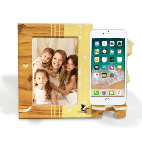 Cuadro Portarretrato Amarillo y Blanco 24.5x20.5cm Rectangular De Mesa para Una Foto con Portacelular - PORTARRETRATOS | Bylmo