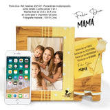 Cuadro Portarretrato Amarillo y Blanco 24.5x20.5cm Rectangular De Mesa para Una Foto con Portacelular - PORTARRETRATOS | Bylmo