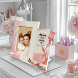 Cuadro Portarretrato Blanco y Rosado 24.5x20.5cm Rectangular De Mesa para Una Foto con Portacelular - PORTARRETRATOS | Bylmo