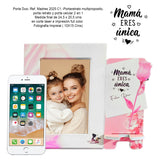 Cuadro Portarretrato Blanco y Rosado 24.5x20.5cm Rectangular De Mesa para Una Foto con Portacelular - PORTARRETRATOS | Bylmo