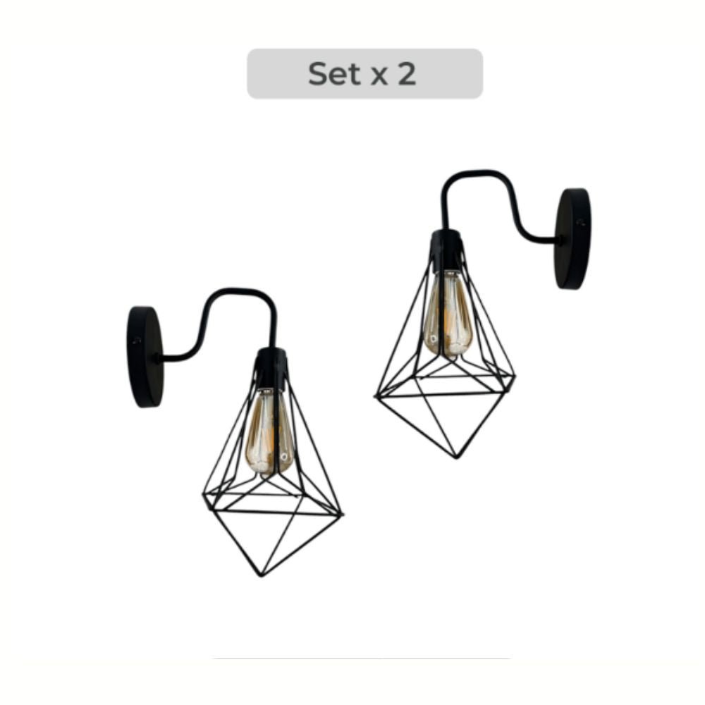 Set x 2 Lámparas de Pared Led Breanda Negro 30x36cm de de Una Luz sin Bombilla - LAMPARAS DE PARED | Bylmo