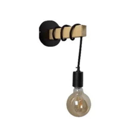 Lámpara de Pared Led Ula Negro y Madera 10x30cm de de Una Luz sin Bombilla - LAMPARAS DE PARED | Bylmo