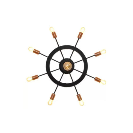 Lámpara de Pared Led Timón Negro y Cobre 70x2.5cm de de Nueve Luces sin Bombilla - LAMPARAS DE PARED | Bylmo