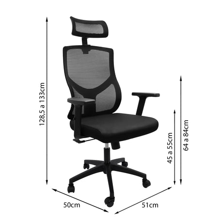 Silla de Escritorio para Oficina New Ergon Negro 51x133cm con Soporte Lumbar y Espaldar Reclinable - SILLAS DE OFICINA | Bylmo