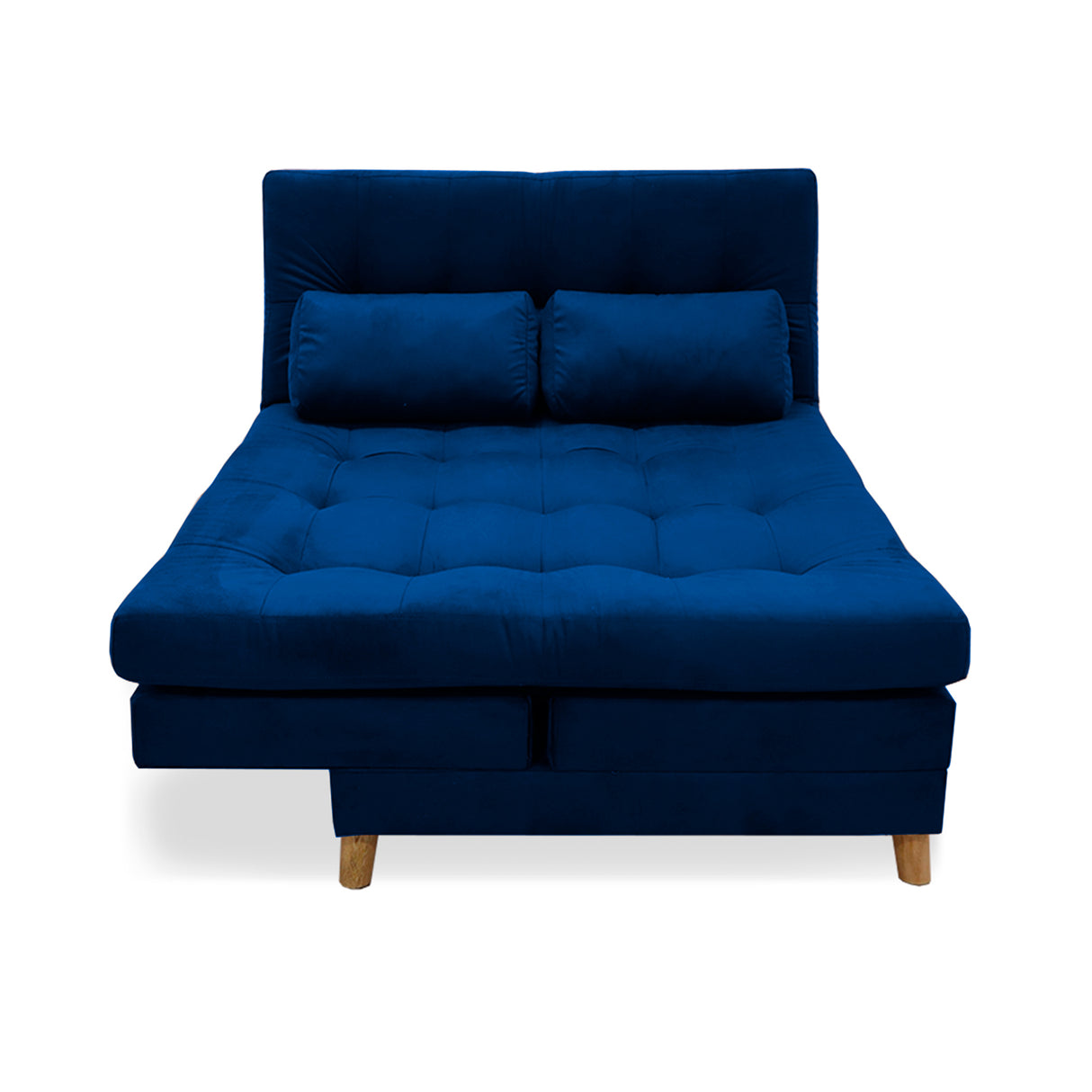 Sofá Cama Kalin Azul Petróleo 180x40cm De Tres Puestos Reclinable Antifluido con Dos Cojines Decorativos - SOFAS Y POLTRONAS | Bylmo