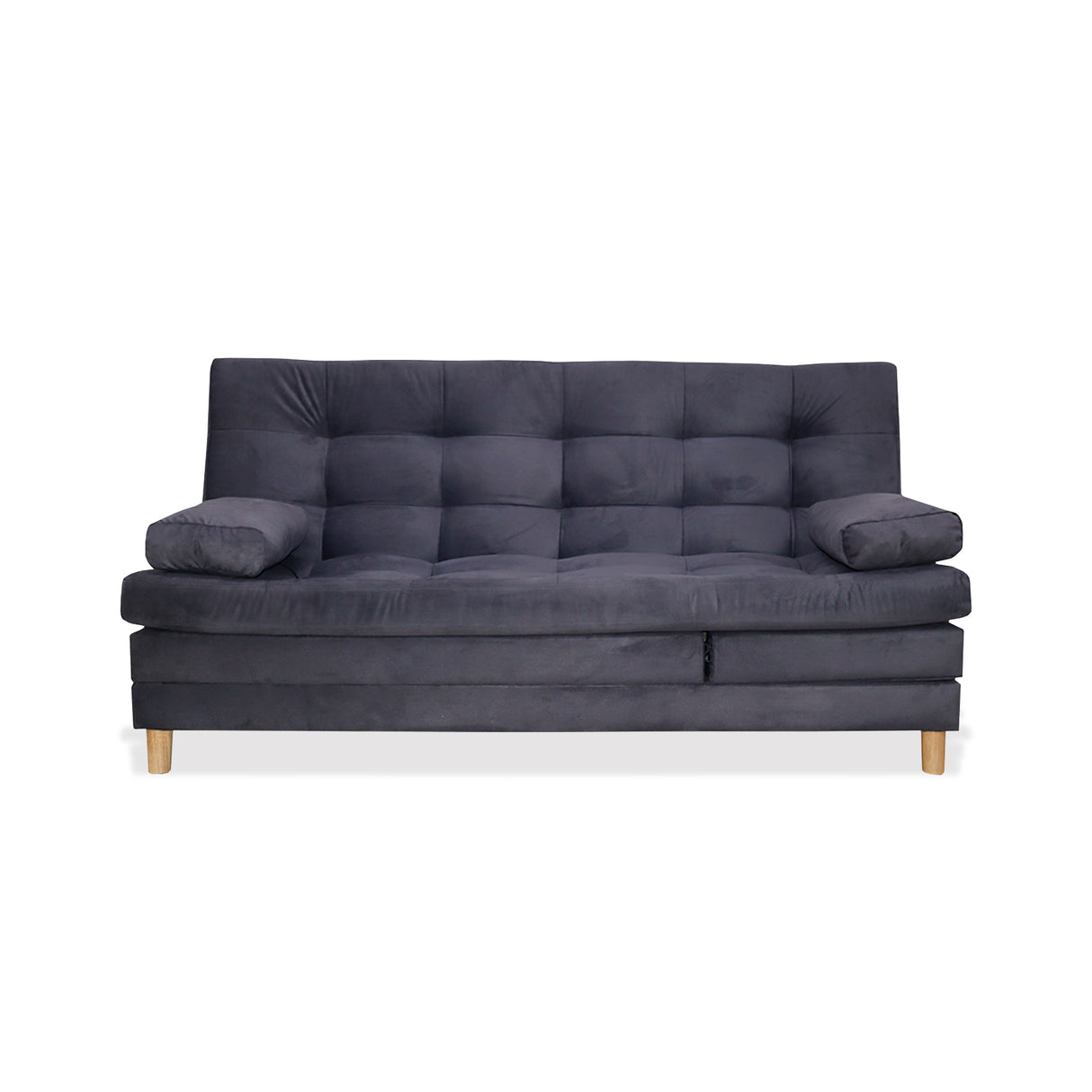 Sofá Cama Kalin Gris 180x40cm De Tres Puestos Reclinable Antifluido con Dos Cojines Decorativos - SOFAS Y POLTRONAS | Bylmo