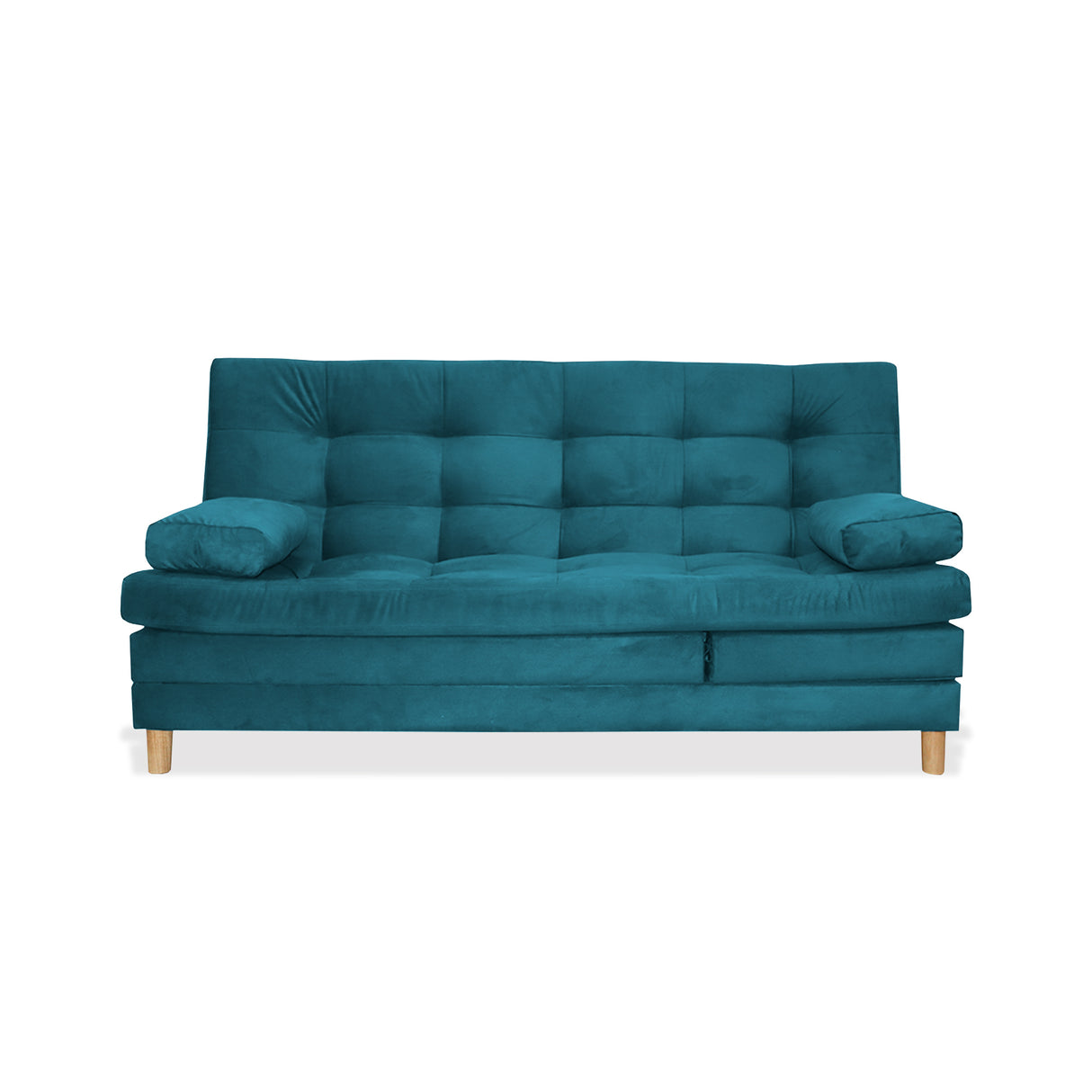 Sofá Cama Kalin Azul Turquesa 180x40cm De Tres Puestos Reclinable Antifluido con Dos Cojines Decorativos - SOFAS Y POLTRONAS | Bylmo