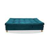 Sofá Cama Kalin Azul Turquesa 180x40cm De Tres Puestos Reclinable Antifluido con Dos Cojines Decorativos - SOFAS Y POLTRONAS | Bylmo