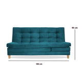 Sofá Cama Kalin Azul Turquesa 180x40cm De Tres Puestos Reclinable Antifluido con Dos Cojines Decorativos - SOFAS Y POLTRONAS | Bylmo