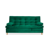 Sofá Cama Kalin Verde 180x40cm De Tres Puestos Reclinable Antifluido con Dos Cojines Decorativos - SOFAS Y POLTRONAS | Bylmo