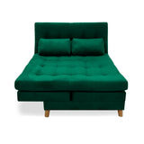Sofá Cama Kalin Verde 180x40cm De Tres Puestos Reclinable Antifluido con Dos Cojines Decorativos - SOFAS Y POLTRONAS | Bylmo