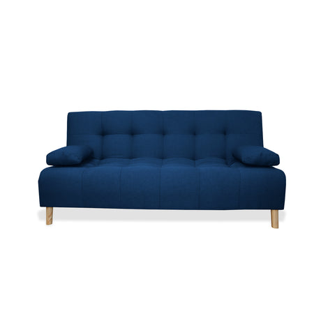 Sofá Cama Sabathy Azul Petróleo 180x40cm De Tres Puestos Reclinable Antifluido con Dos Cojines Decorativos - SOFAS Y POLTRONAS | Bylmo