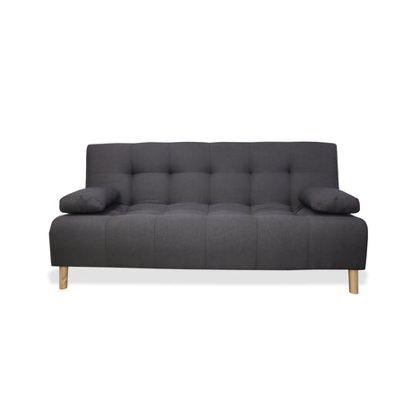 Sofá Cama Sabathy Gris 180x40cm De Tres Puestos Reclinable Antifluido con Dos Cojines Decorativos - SOFAS Y POLTRONAS | Bylmo