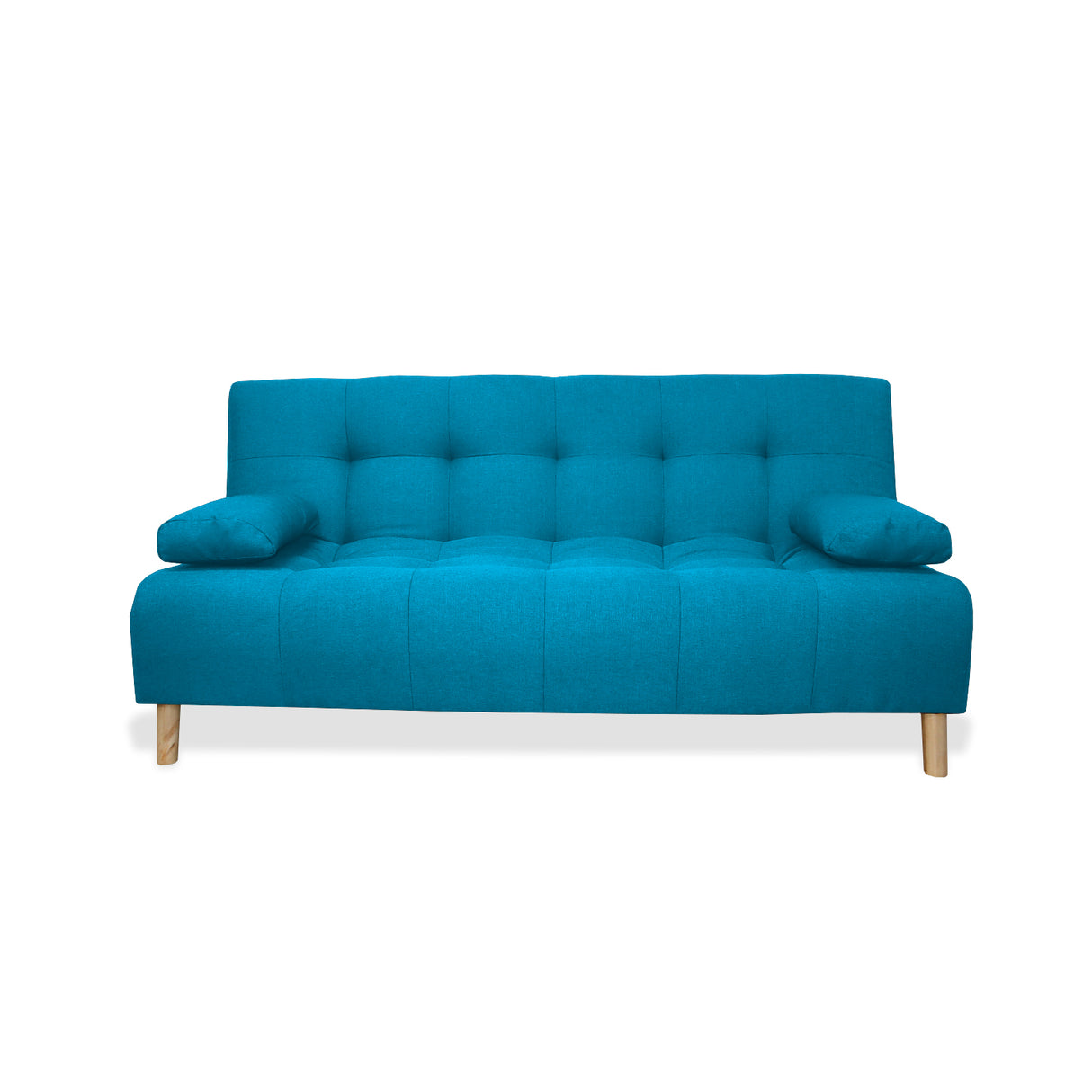 Sofá Cama Sabathy Azul Turquesa 180x40cm De Tres Puestos Reclinable Antifluido con Dos Cojines Decorativos - SOFAS Y POLTRONAS | Bylmo