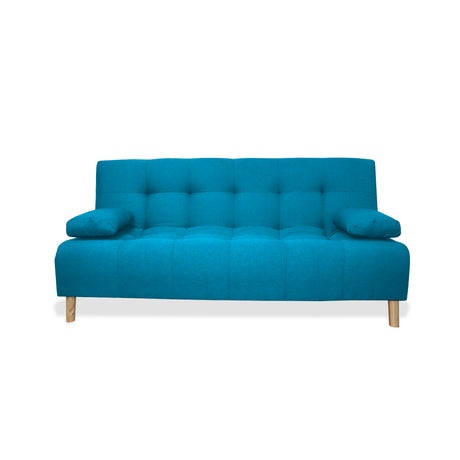 Sofá Cama Sabathy Azul Turquesa 180x40cm De Tres Puestos Reclinable Antifluido con Dos Cojines Decorativos - SOFAS Y POLTRONAS | Bylmo
