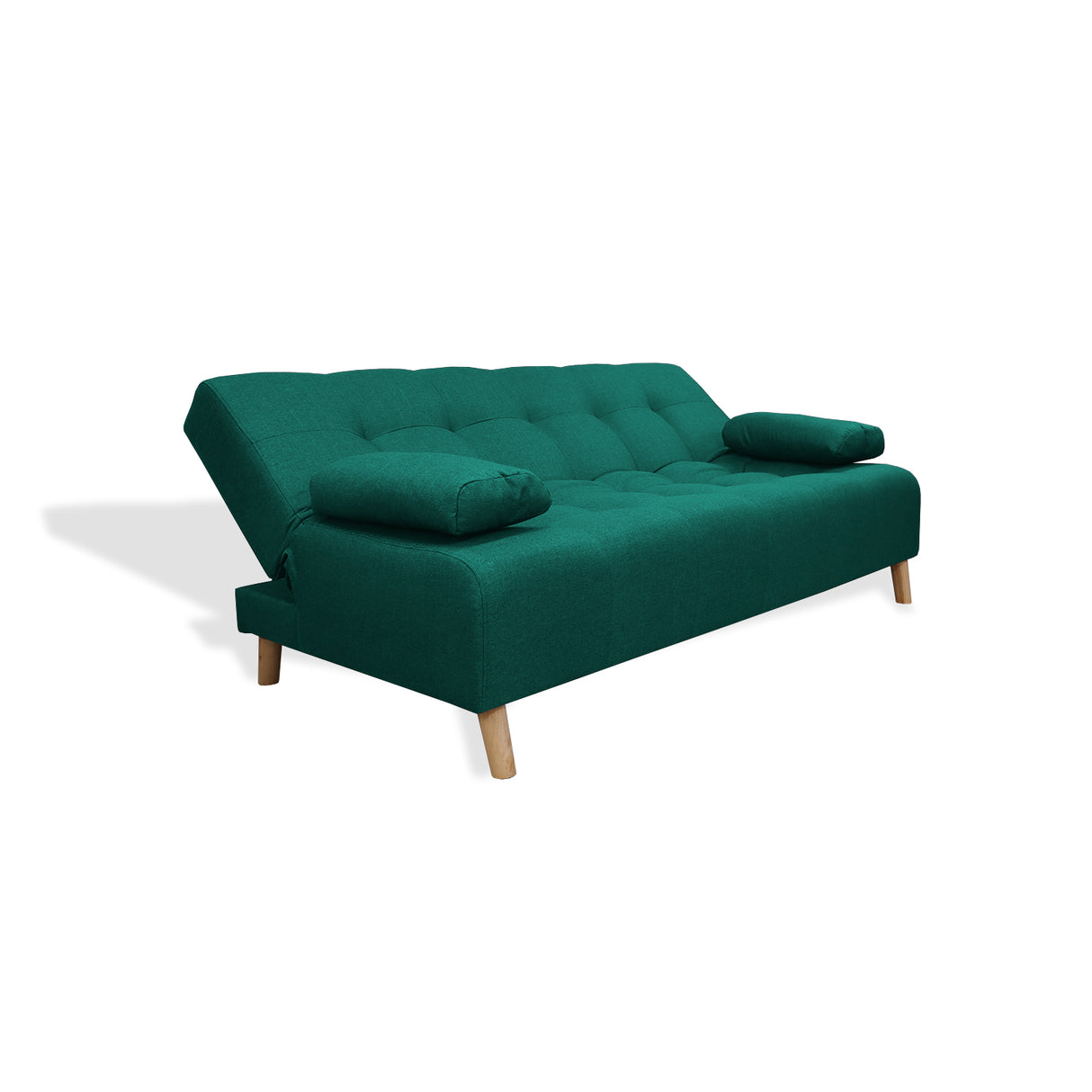 Sofá Cama Sabathy Verde 180x40cm De Tres Puestos Reclinable Antifluido con Dos Cojines Decorativos - SOFAS Y POLTRONAS | Bylmo