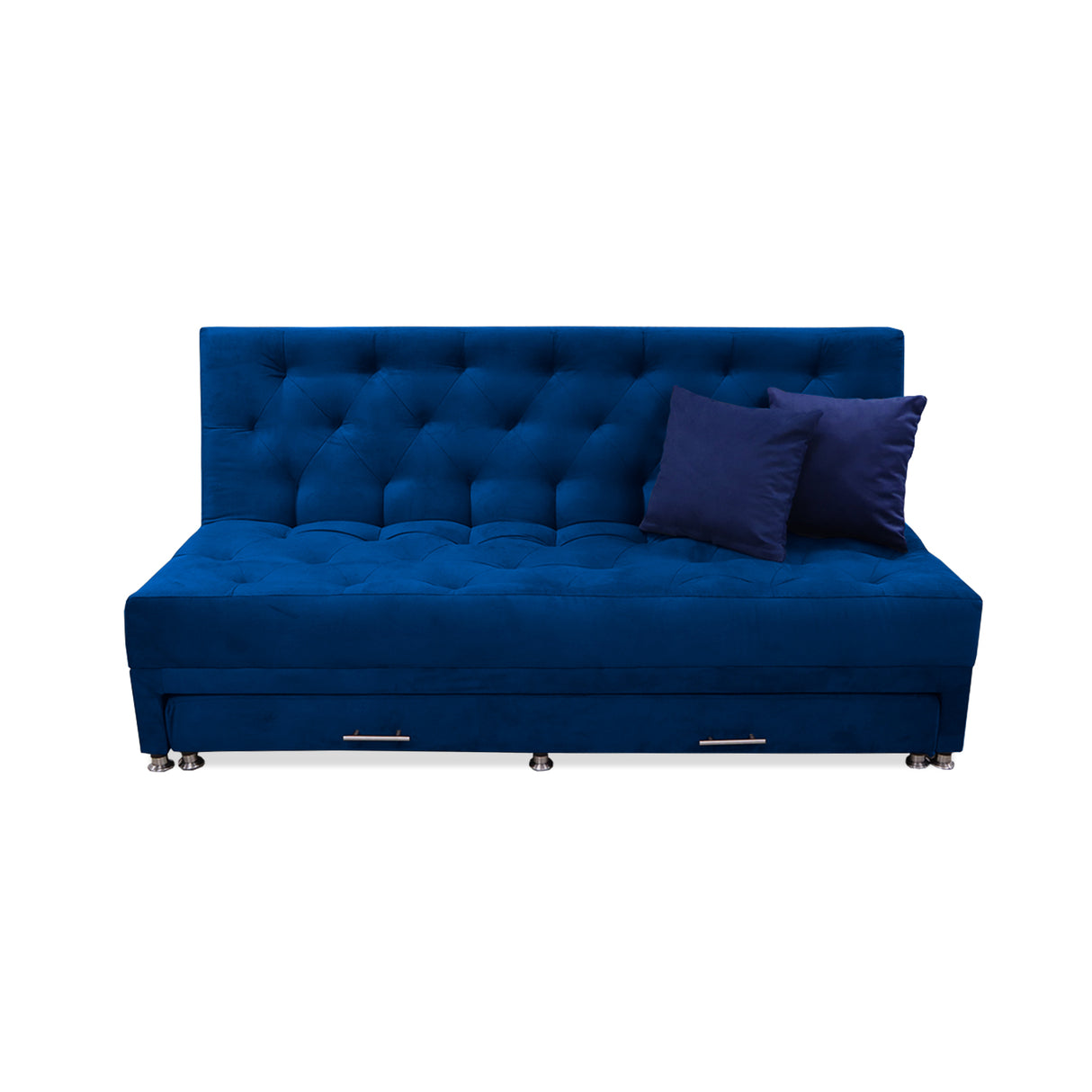 Sofá Cama Rossier Nido Azul Petróleo 190x40cm De Tres Puestos Reclinable Antifluido con Dos Cojines Decorativos - SOFAS Y POLTRONAS | Bylmo