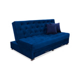 Sofá Cama Rossier Nido Azul Petróleo 190x40cm De Tres Puestos Reclinable Antifluido con Dos Cojines Decorativos - SOFAS Y POLTRONAS | Bylmo