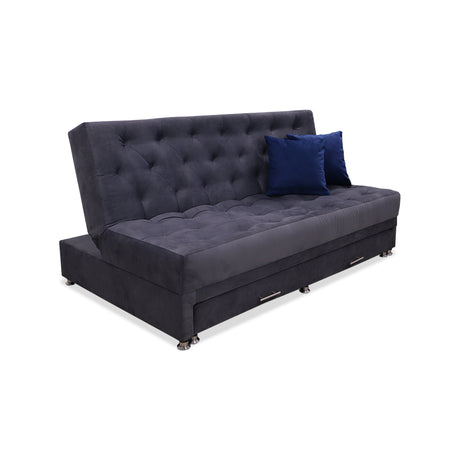 Sofá Cama Rossier Nido Gris 190x40cm De Tres Puestos Reclinable Antifluido con Dos Cojines Decorativos - SOFAS Y POLTRONAS | Bylmo