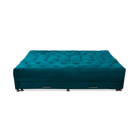 Sofá Cama Rossier Nido Azul Turquesa 190x40cm De Tres Puestos Reclinable Antifluido con Dos Cojines Decorativos - SOFAS Y POLTRONAS | Bylmo