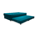 Sofá Cama Rossier Nido Azul Turquesa 190x40cm De Tres Puestos Reclinable Antifluido con Dos Cojines Decorativos - SOFAS Y POLTRONAS | Bylmo