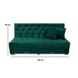 Sofá Cama Rossier Nido Verde 190x40cm De Tres Puestos Reclinable Antifluido con Dos Cojines Decorativos - SOFAS Y POLTRONAS | Bylmo